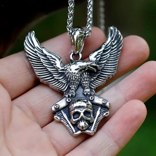Flying eagle skull - skull, pendant