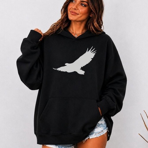 Flying eagle silhouette hoodie - flying,