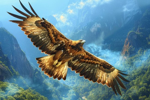 Flying eagle bird - bird, canvas