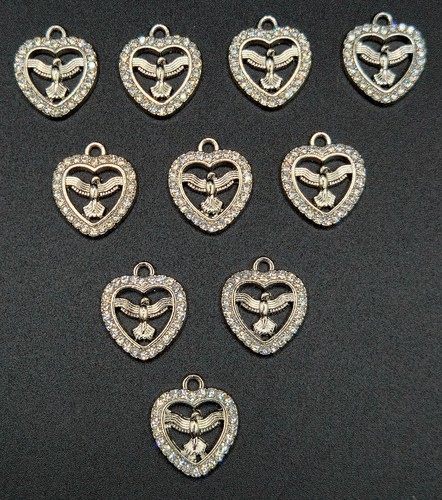10x alloy rhinestone bird - 10x,